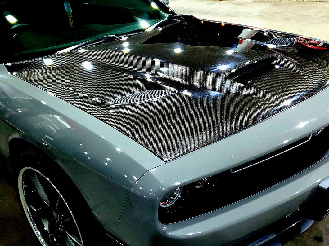 Dodge Challenger Hellcat Style Carbon Fiber Hood